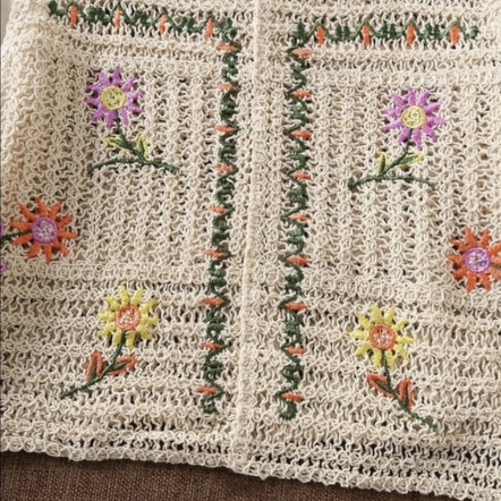 Cream Floral Embroidered Crop Top Sz S New - Picture 3 of 7